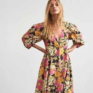 Free People Lydia Printed Midi Dress